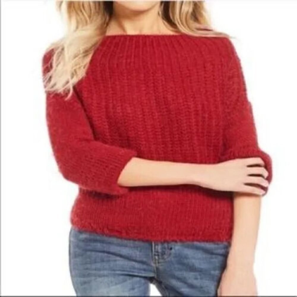 Chelsea & Violet Women's M Medium Cropped Eyelash Knit Sweater Soft Cozy NWT